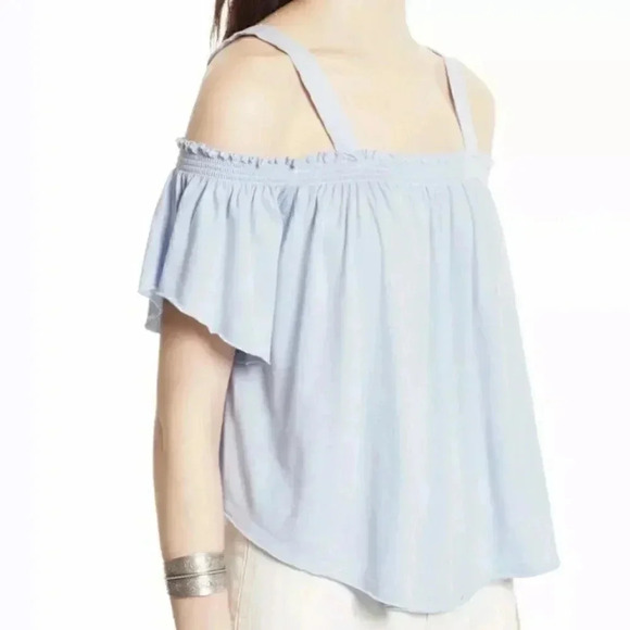 We The Free Darling Off the Shoulder Top M Blue - Picture 4 of 8